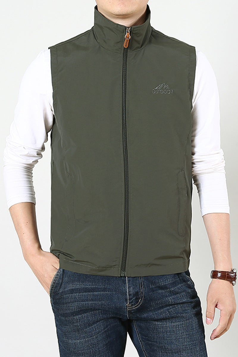 Herren Leichte windabweisende Outdoor-Weste mit Stehkragen und durchgehendem Reißverschluss Nord Taschen