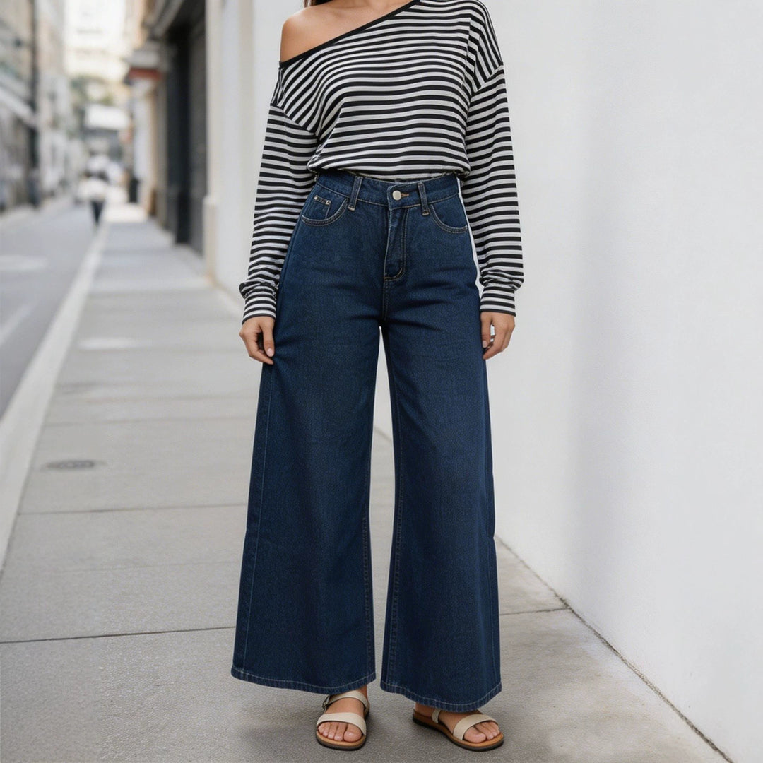Damen High‑Waist Wide‑Leg-Jeans mit weitem Bein und klassischem Five‑Pocket-Schnitt Nord Taschen