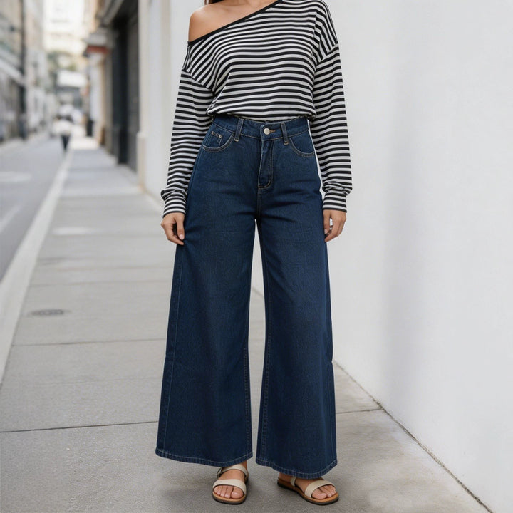 Damen High‑Waist Wide‑Leg-Jeans mit weitem Bein und klassischem Five‑Pocket-Schnitt Nord Taschen