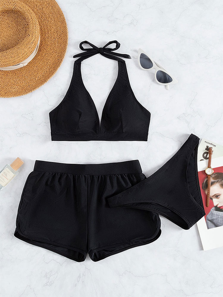 Damen Sportliches Bikini-Set mit hochgeschlossenem Oberteil und lässigen Shorts Nord Taschen