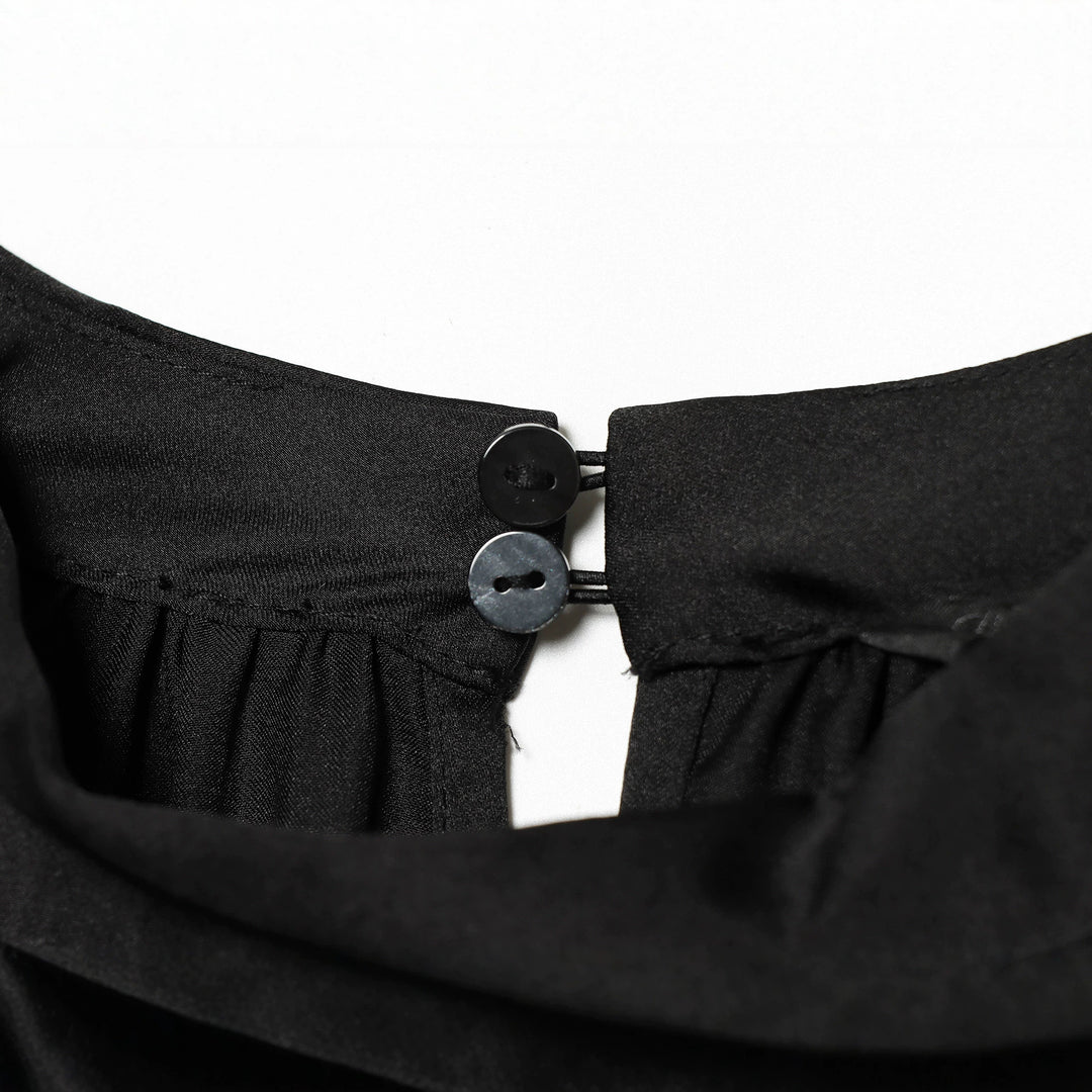 Damen Elegante Bluse mit Stehkragen, geraffter Taille und Volant-Saum Nord Taschen