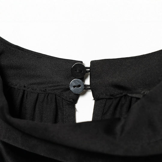 Damen Elegante Bluse mit Stehkragen, geraffter Taille und Volant-Saum Nord Taschen