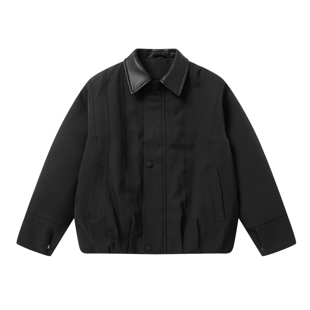 Herren Kurzboxy-Workwear-Blouson mit Lederkragen und vertikaler Steppung Nord Taschen