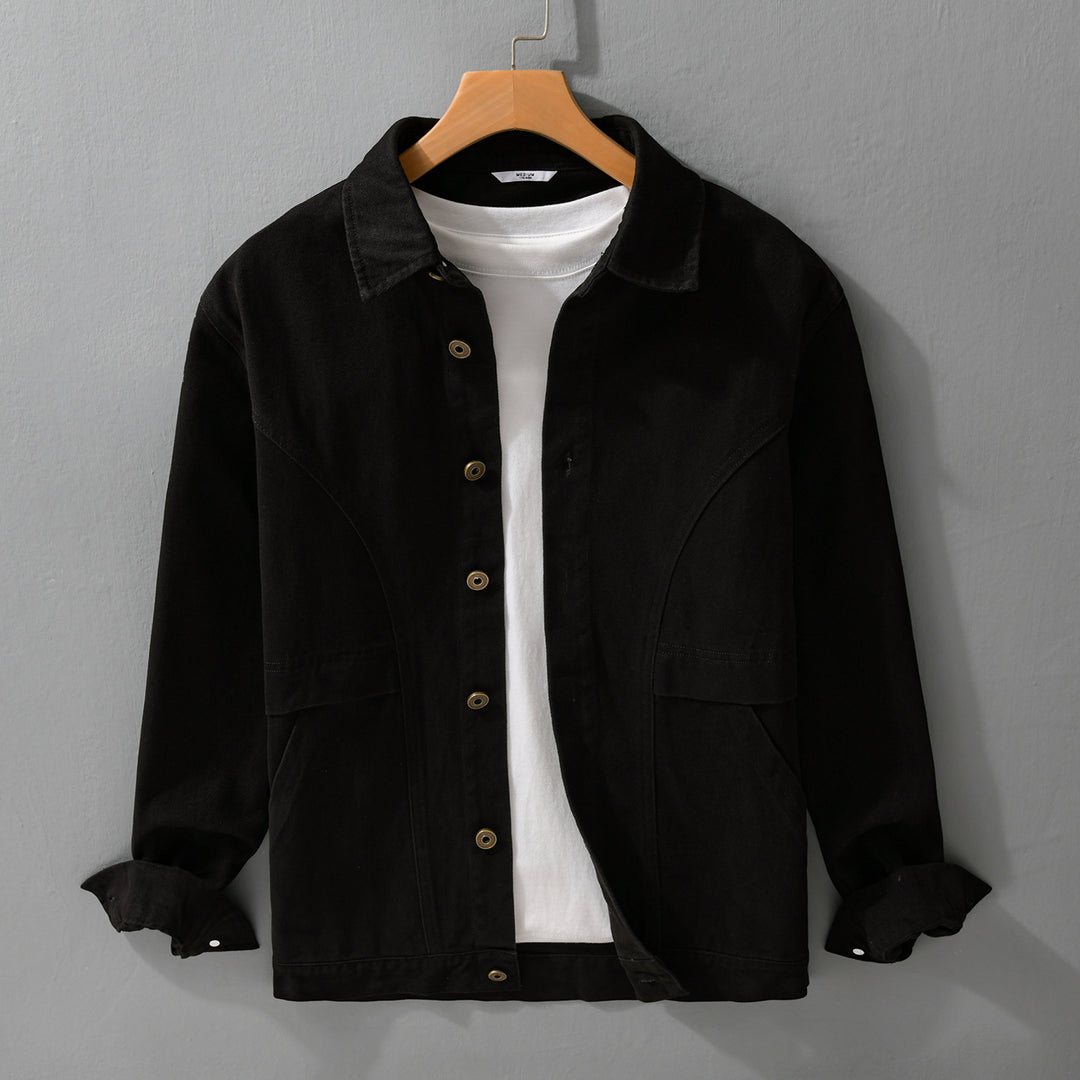 Herren robuste Canvas-Workerjacke mit Fronttaschen und markanten Ziernähten Nord Taschen