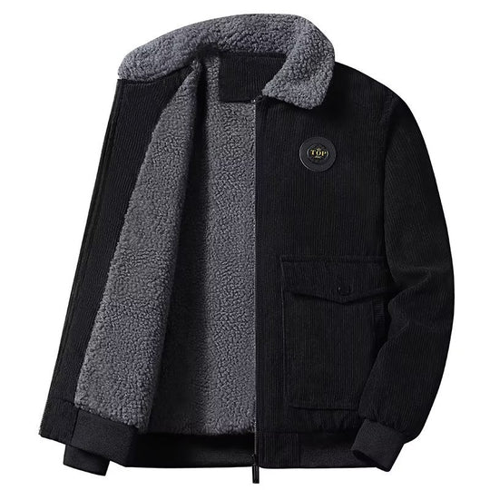Herren Cord-Workerjacke mit Teddyfutter, Reißverschluss und Pattentasche Nord Taschen