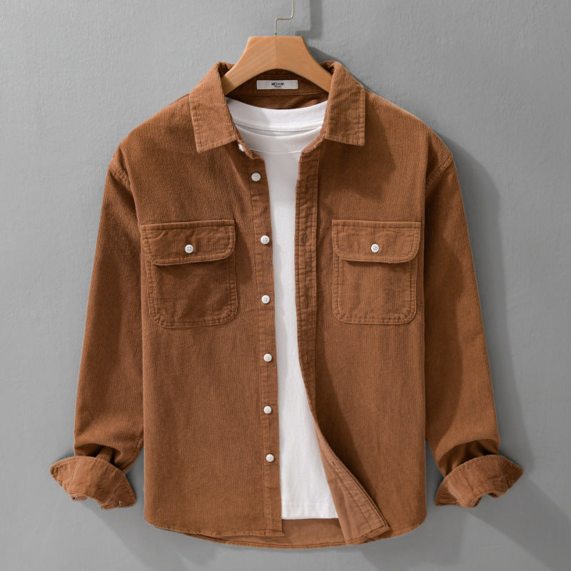 Herren Cord-Overshirt im Relaxed-Fit mit aufgesetzten Brustklappen und weichem Griff Nord Taschen
