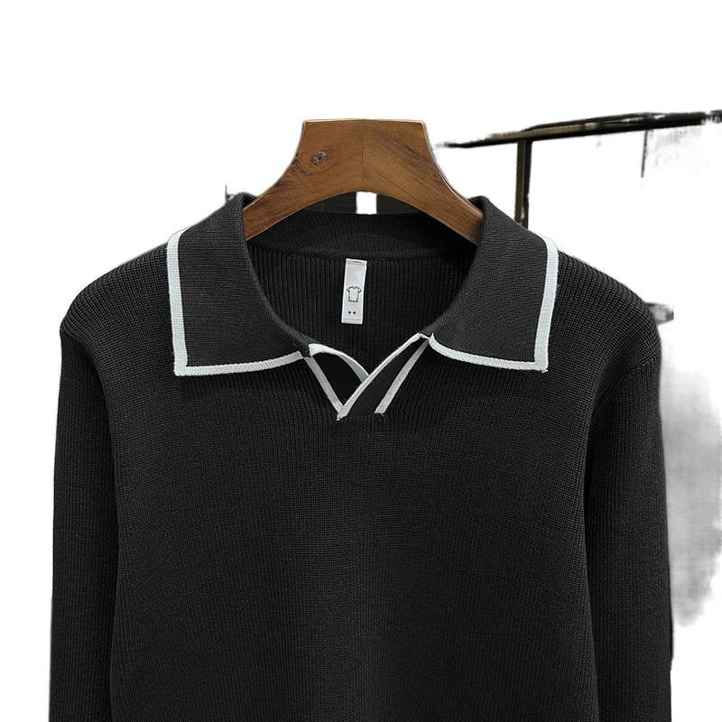 Herren Feinstrick-Polo-Pullover mit Kontrastpaspel und Hemdkragen Nord Taschen