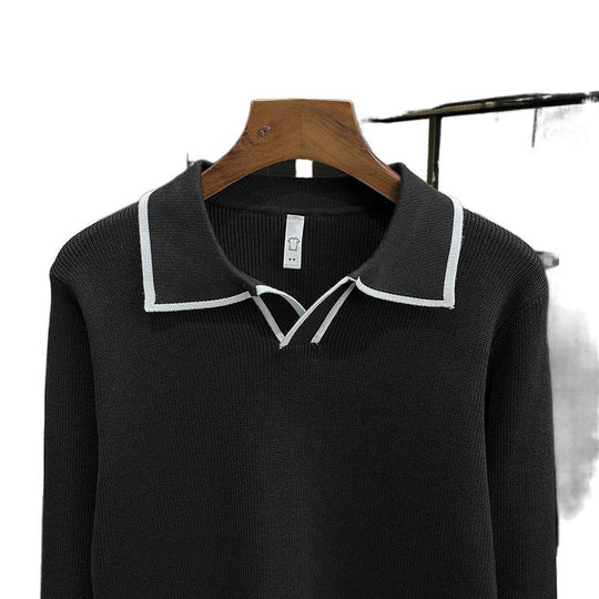 Herren Feinstrick-Polo-Pullover mit Kontrastpaspel und Hemdkragen Nord Taschen