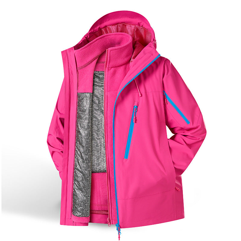 Damen Zweiteiliges wasserdichtes Funktionsjacken-Set mit herausnehmbarer Fleece-Innenjacke Nord Taschen