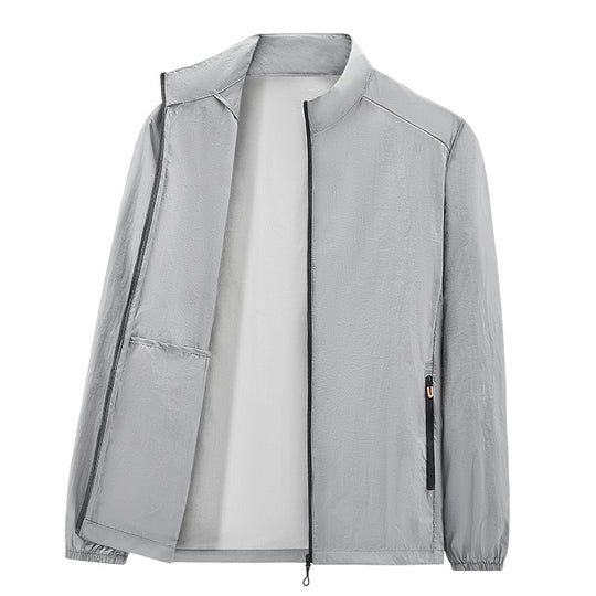Herren Ultraleichte packbare Windjacke mit Innenfach, Stehkragen & Reißverschlusstaschen Nord Taschen