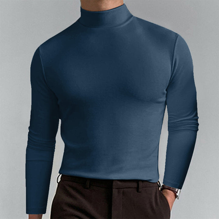 Herren Elegantes Langarm-T-Shirt mit hohem Kragen