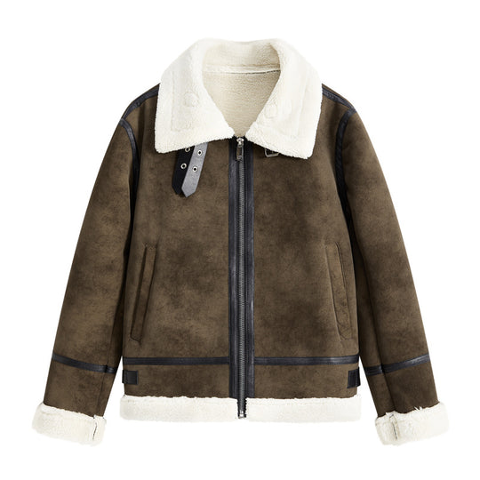 Herren Gefütterte Fliegerjacke im Aviator-Stil mit Stehkragen und Doppelgurt Nord Taschen