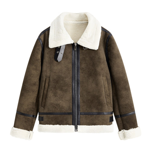 Herren Gefütterte Fliegerjacke im Aviator-Stil mit Stehkragen und Doppelgurt Nord Taschen