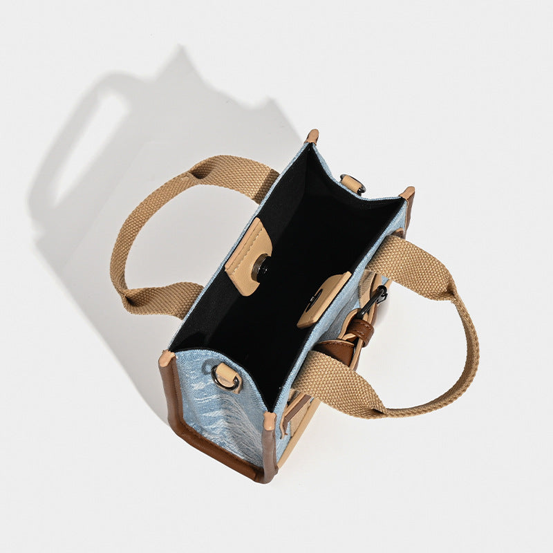 Damen Mini-Handtasche mit modischen Denim-Elementen und praktischem Kordelzug Nord Taschen