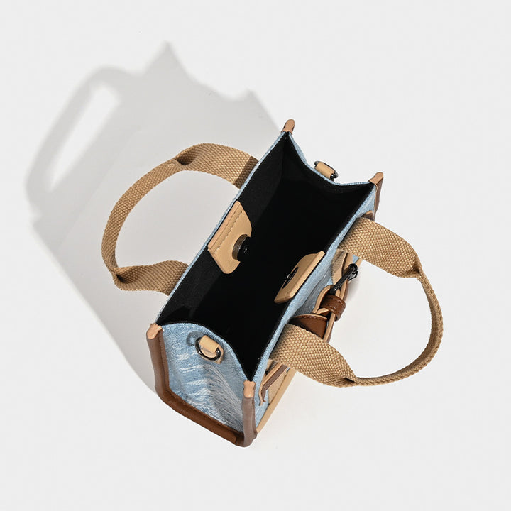 Damen Mini-Handtasche mit modischen Denim-Elementen und praktischem Kordelzug Nord Taschen