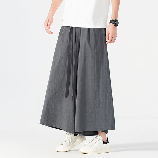 Damen Culotte-Style Hosenrock mit weitem Bein und Bindegürtel Nord Taschen