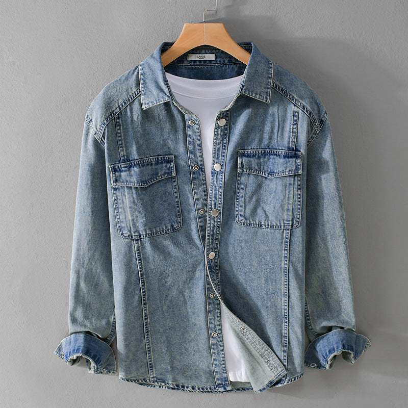Herren lässiges Oversize Jeanshemd Nord Taschen