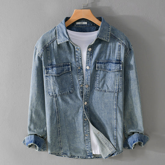 Herren lässiges Oversize Jeanshemd Nord Taschen
