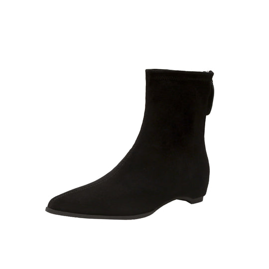 Damen Schmale spitz zulaufende Velours‑Ankleboots mit verstecktem Keilabsatz und Fersenriegel Nord Taschen