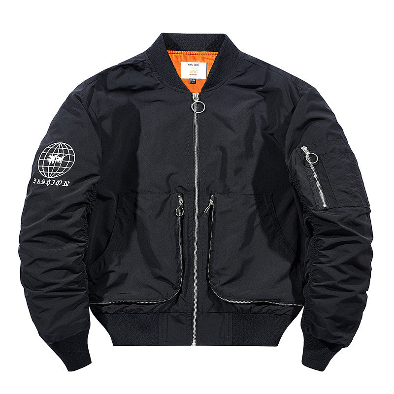Herren Nylon-Bomberjacke im Flieger-Style mit Reißverschluss-Ärmeltasche und kontrastierendem Innenfutter Nord Taschen