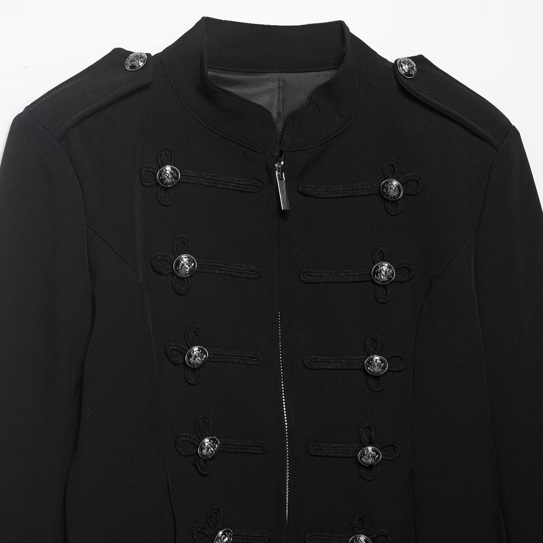 Damen Militärisch inspirierte Kurzjacke mit Stehkragen, Zierkordeln und Schulterklappen Nord Taschen