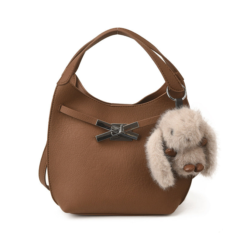 Damen modische Henkeltasche mit plüschigem Anhänger Nord Taschen
