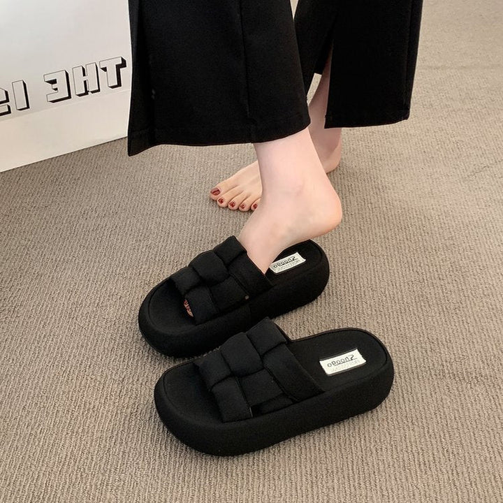Damen bequeme Platform-Pantoletten mit gekreuzten Riemen