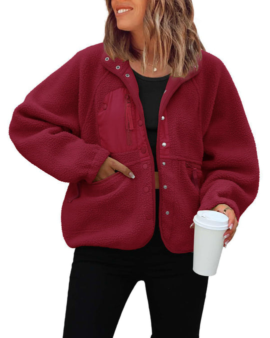 Damen kuschelige Fleecejacke mit praktischen Taschen Avellé