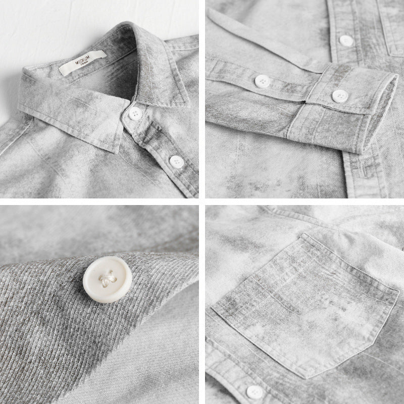Herren Stonewashed-Denim-Überhemd im Vintage-Waschlook mit Brusttasche und Relaxed-Fit Nord Taschen