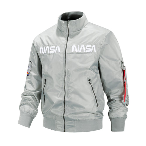 Men's  retro-space pilot bomber with embroidered NASA chest panels and sleeve utility pocket Nord Taschen