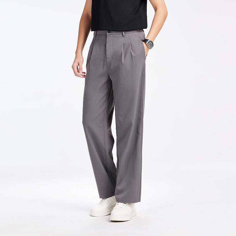Herren Elegante Bundfalten-Stoffhose mit hoher Bundhöhe, Bügelfalte und geradem Bein Nord Taschen