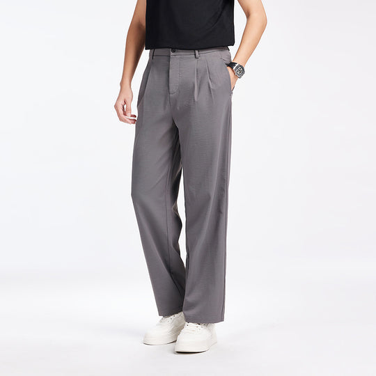 Herren Elegante Bundfalten-Stoffhose mit hoher Bundhöhe, Bügelfalte und geradem Bein Nord Taschen