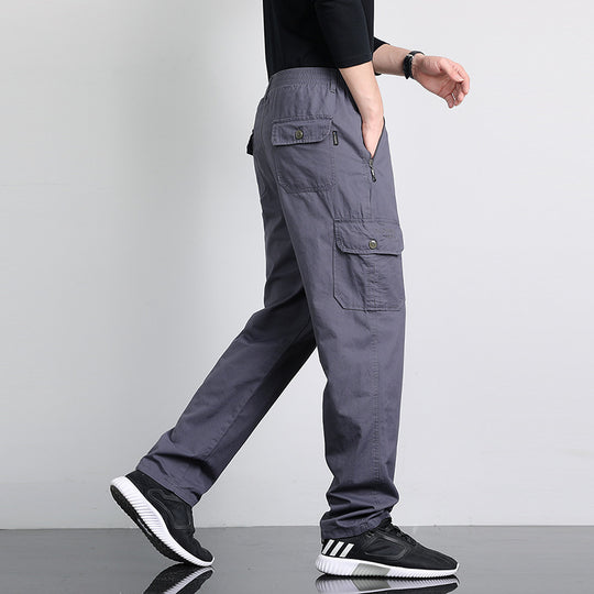 Herren Lockere Cargohose mit elastischem Bund, Multifach‑Taschen & geradem Bein Nord Taschen