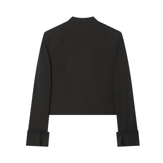 Damen Kurzgeschnittener Militärblazer mit ornamentalem Kordelbesatz und Stehkragen Nord Taschen