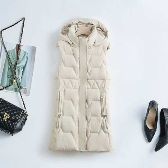 Damen nan Thermo-Steppweste mit Kapuze, Kordelzug und verdecktem Reißverschluss Nord Taschen