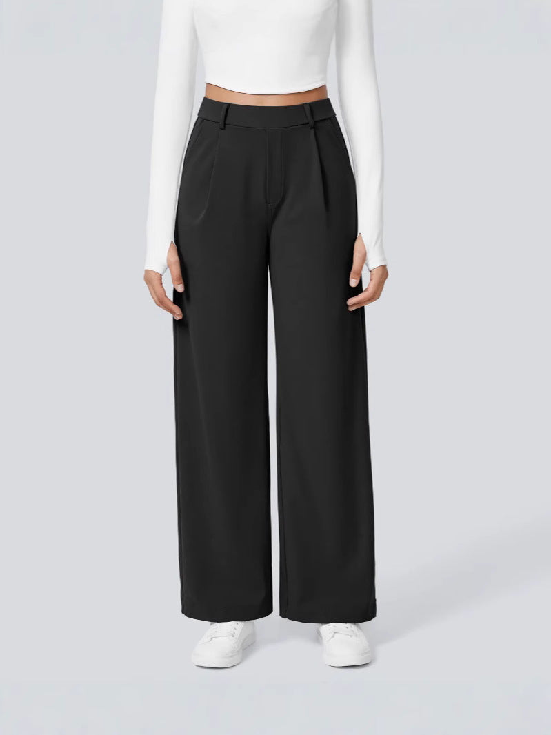 Damen Elegante High‑Waist Palazzo‑Hose mit vorderen Bundfalten und Eingrifftaschen Nord Taschen