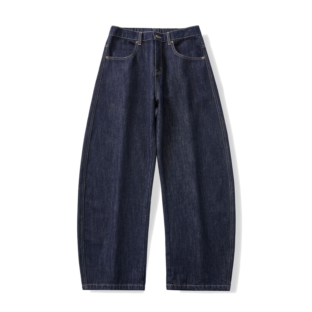 Damen Weite hochgeschnittene Cropped-Jeans aus Raw-Denim mit klassischem Taschen-Design Nord Taschen