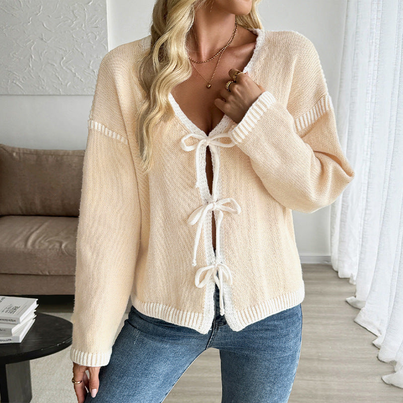 Damen Lässiger Strickcardigan mit Schnüroptik Nord Taschen