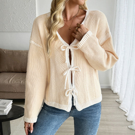 Damen Lässiger Strickcardigan mit Schnüroptik Nord Taschen