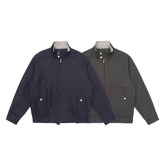 Unisex Kurzblouson im Denim‑Mix mit gesteppter Teilung, Stehkragen und verdecktem Reißverschluss Nord Taschen