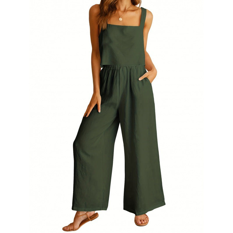Damen lässiger Jumpsuit mit weitem Bein und praktischen Taschen Nord Taschen