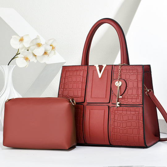 Damen Handtasche mit eleganter Kroko-Prägung und abnehmbarer Kosmetiktasche Nord Taschen