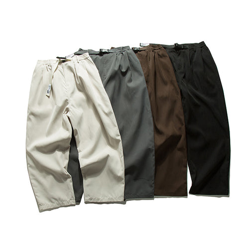 Herren Weitgeschnittene Relaxed-Hose mit elastischem Bund, Bundfalten und integriertem Webgürtel Nord Taschen