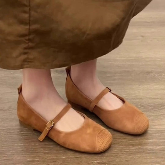 Damen bequeme Mary Jane Ballerinas mit ergonomischem Fußbett und dekorativen Schnallen Nord Taschen