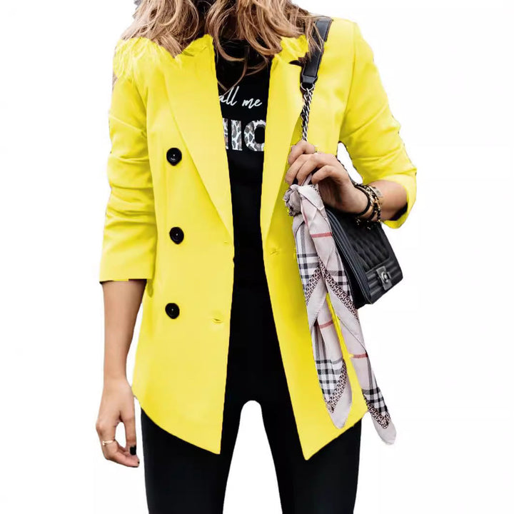 Damen eleganter taillierter Blazer mit doppelter Knopfleiste