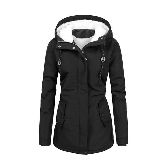 Damen Wasserabweisender Parka mit Teddyfutter, Kapuze und tailliertem Schnitt Nord Taschen