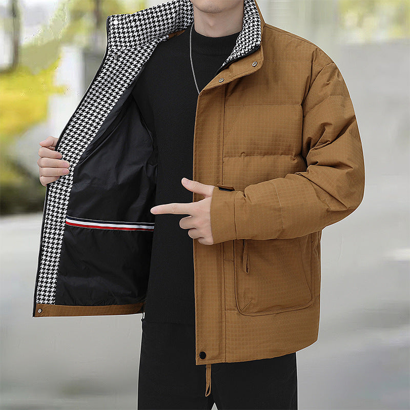 Herren Wattierte Steppjacke mit Hahnentritt-Innenfutter und verstellbarem Saum Nord Taschen