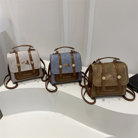 Damen Trendige Umhängetasche mit Katzenmotiv und praktischem Klappverschluss Nord Taschen
