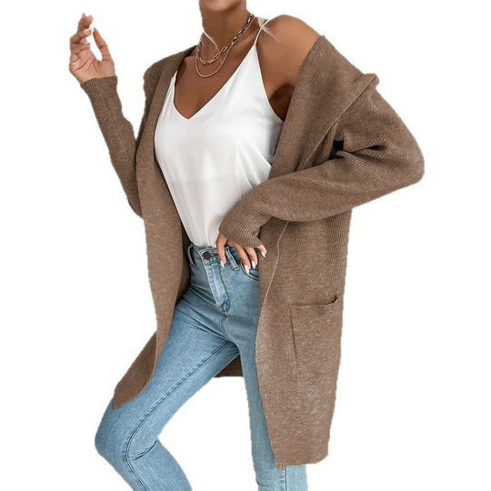 Damen Lässiger Strickmantel Nord Taschen