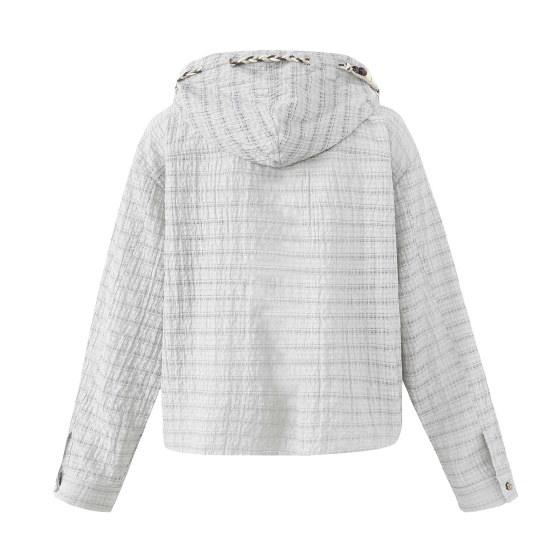 Damen Leichte Kapuzenjacke im Boxy‑Cut mit Holzknopfverschluss Nord Taschen
